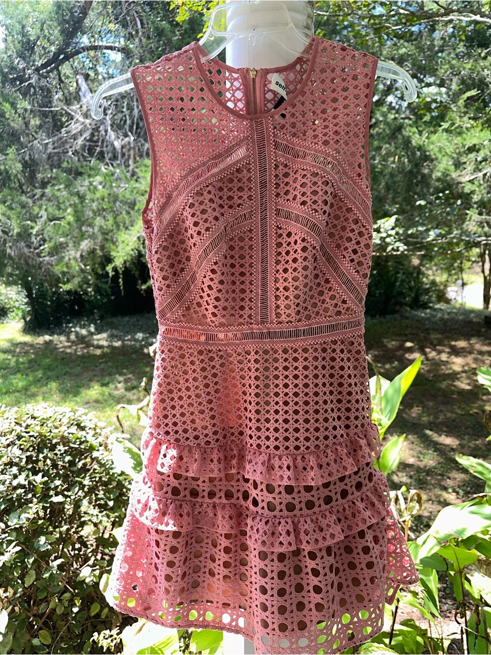 Self-Portrait Crosshatch Frill Ruffle Mini Dress - Picture 2 of 8